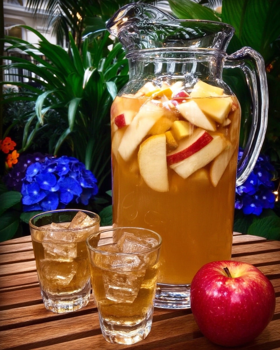 Apple Cider Sangria 8 Glasses of apple cider sangria garnished with cinnamon sticks