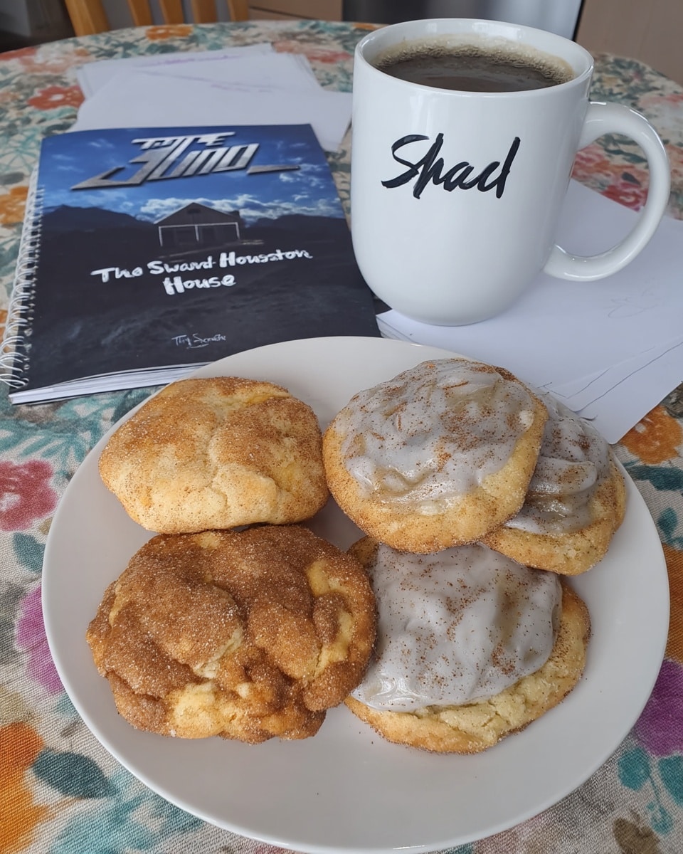 Chai cookies stacked on plate with fall leaves