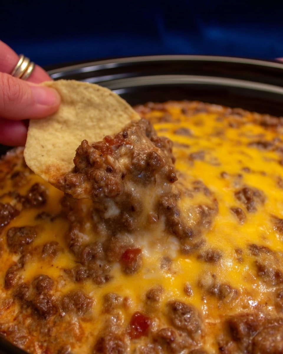 Rotel Dip With Sausage topped with jalapeños in mini crock