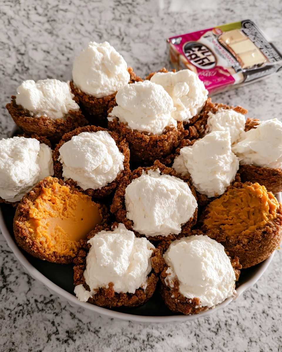 Pumpkin Muffins With Cream Cheese 10 Swirled pumpkin muffins filled with cream cheese on a rustic table