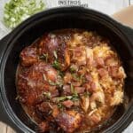 Crock Pot Bourbon Chicken 7 Bourbon chicken served in a white bowl over fluffy rice