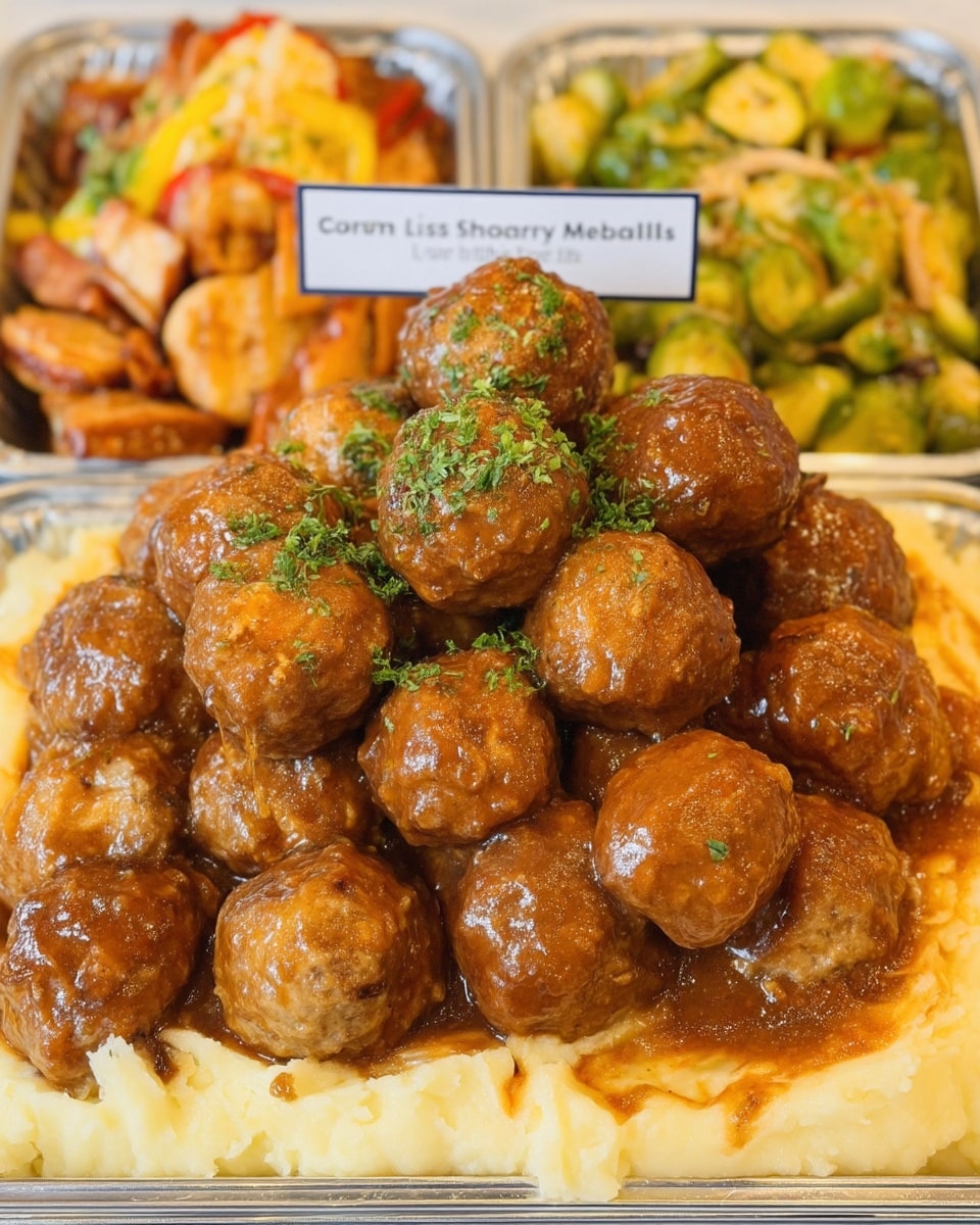 Crockpot Mississippi Meatballs 9 Crockpot meatballs served at a potluck with rice and salad