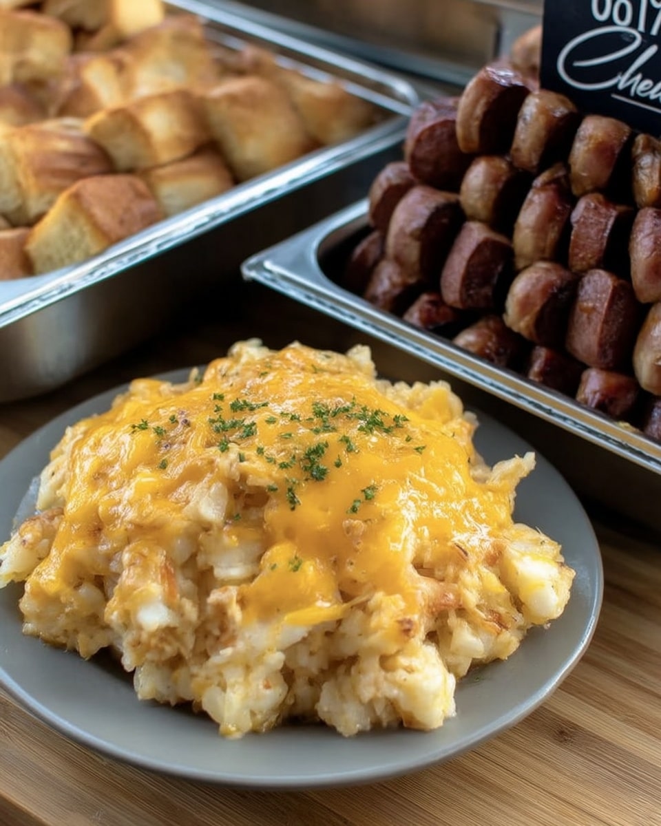 Crockpot Cheesy Potatoes 9 Close-up of melted cheddar cheese on top of crockpot potatoes
Crockpot Side Dishes For A Crowd