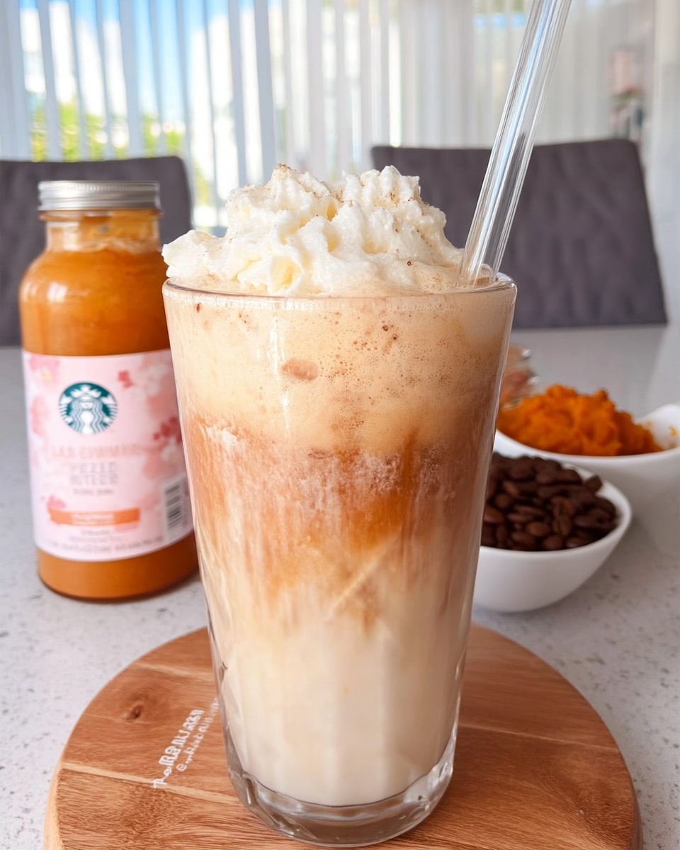 Starbucks Pumpkin Cold Foam Recipe 9 Mason jar with pumpkin cold foam beside chai latte