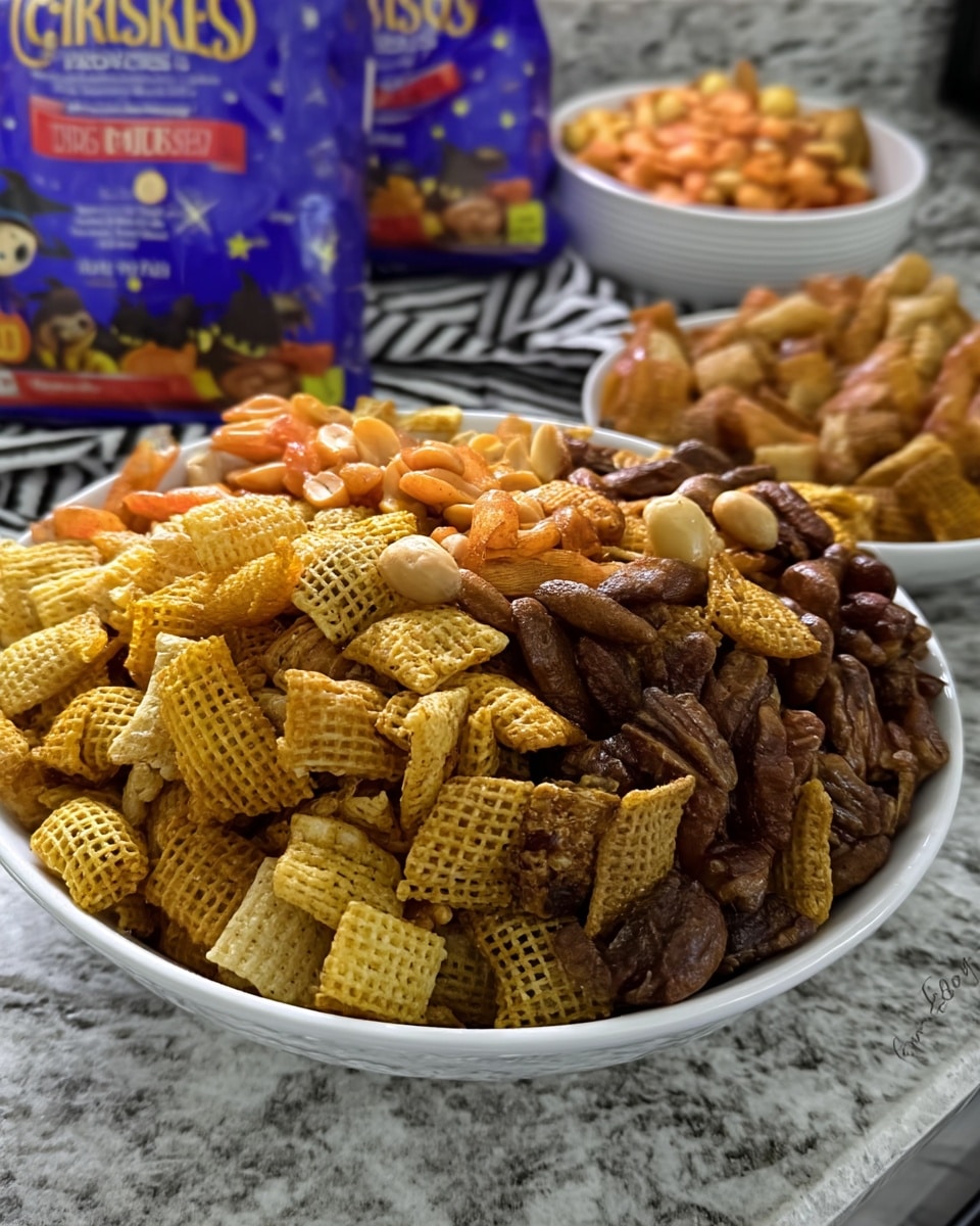 Fall Snack Mixes 9 Halloween-themed fall snack mixes in bowls