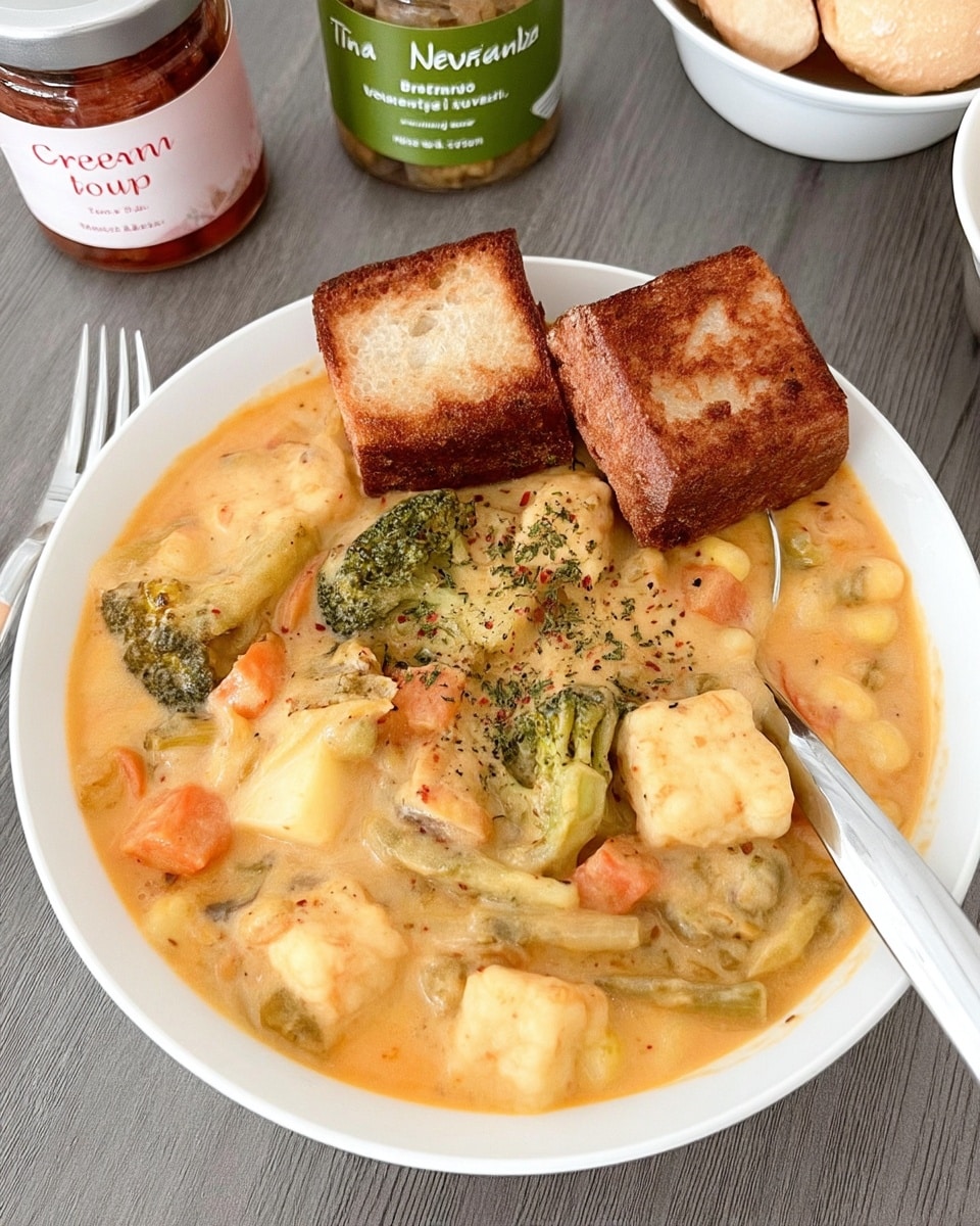 Creamy Vegetable Soup 10 Fall dinner table with bowl of creamy soup and bread