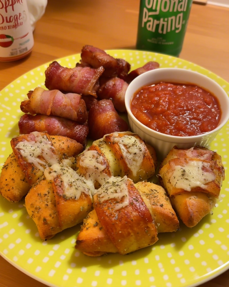 Pepperoni Pizza Crescent Rolls 9 Game day table with football appetizers and dips