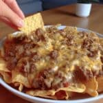 5-Ingredient Football Dip 7 Football food ideas cheesy beef dip in round skillet