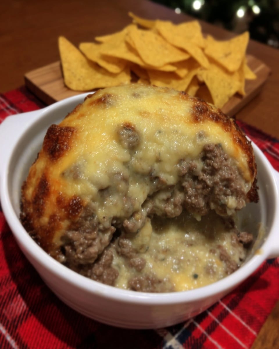 5-Ingredient Football Dip 9 Football food ideas dip with tortilla chips on tray
