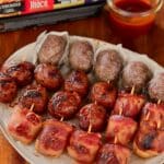 BBQ sausage bites 7 BBQ sausage football food ideas appetizer with toothpicks