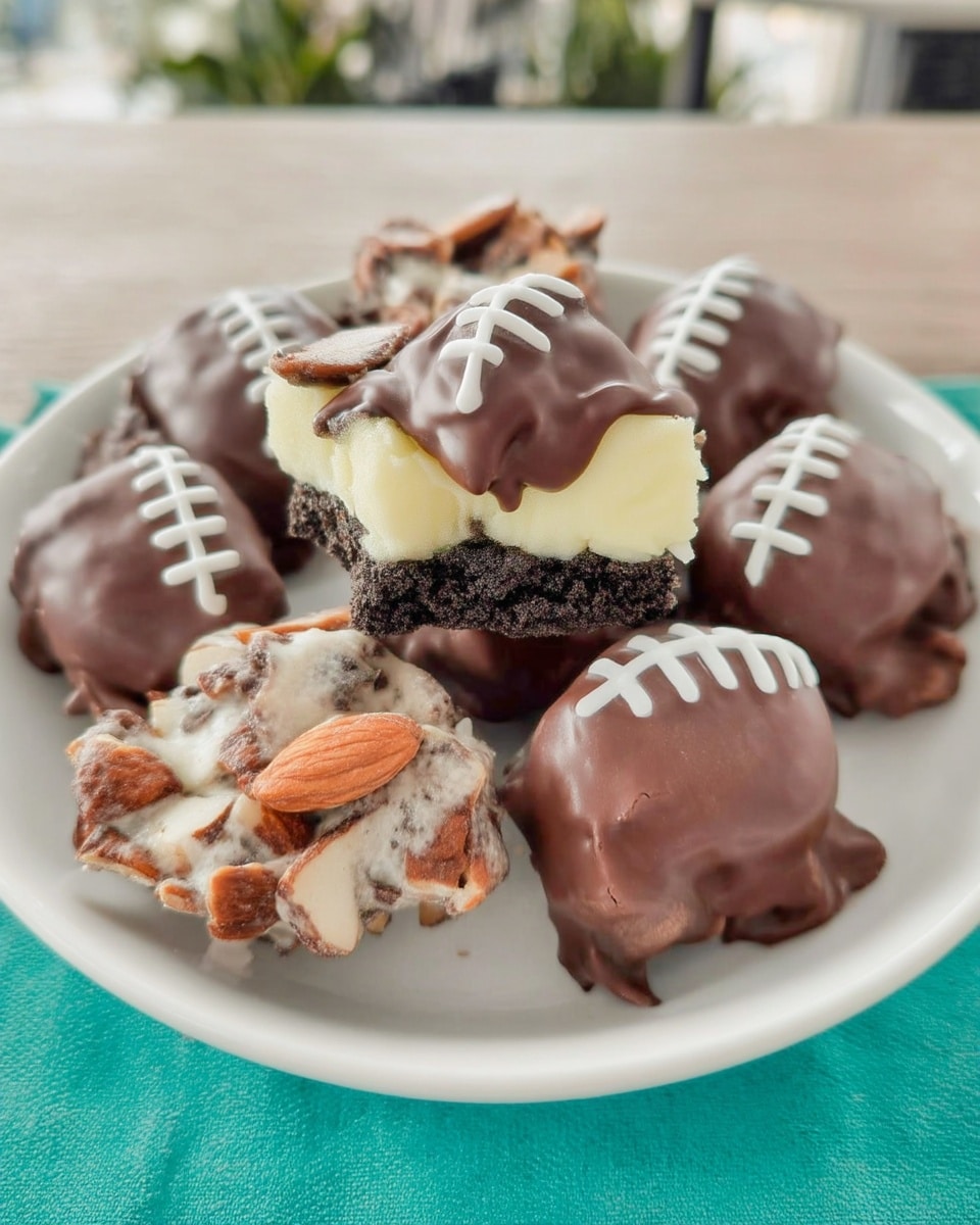 Oreo Truffles Recipe 10 Football themed food spread with Oreo truffles and snacks