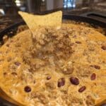 Game Day Food 7 Cowboy Queso in skillet served as game day food
