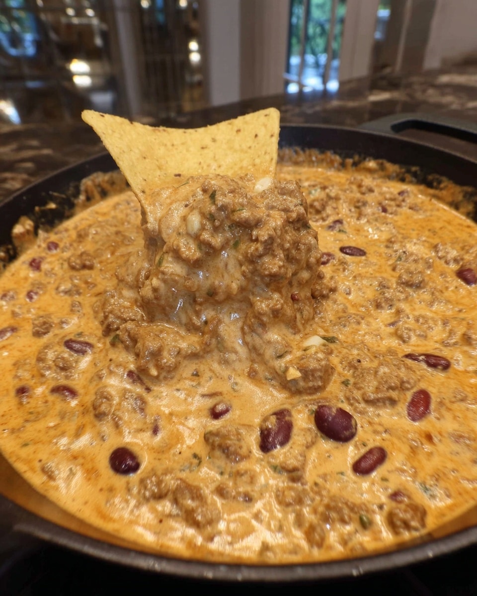 Cowboy Queso in skillet served as game day food