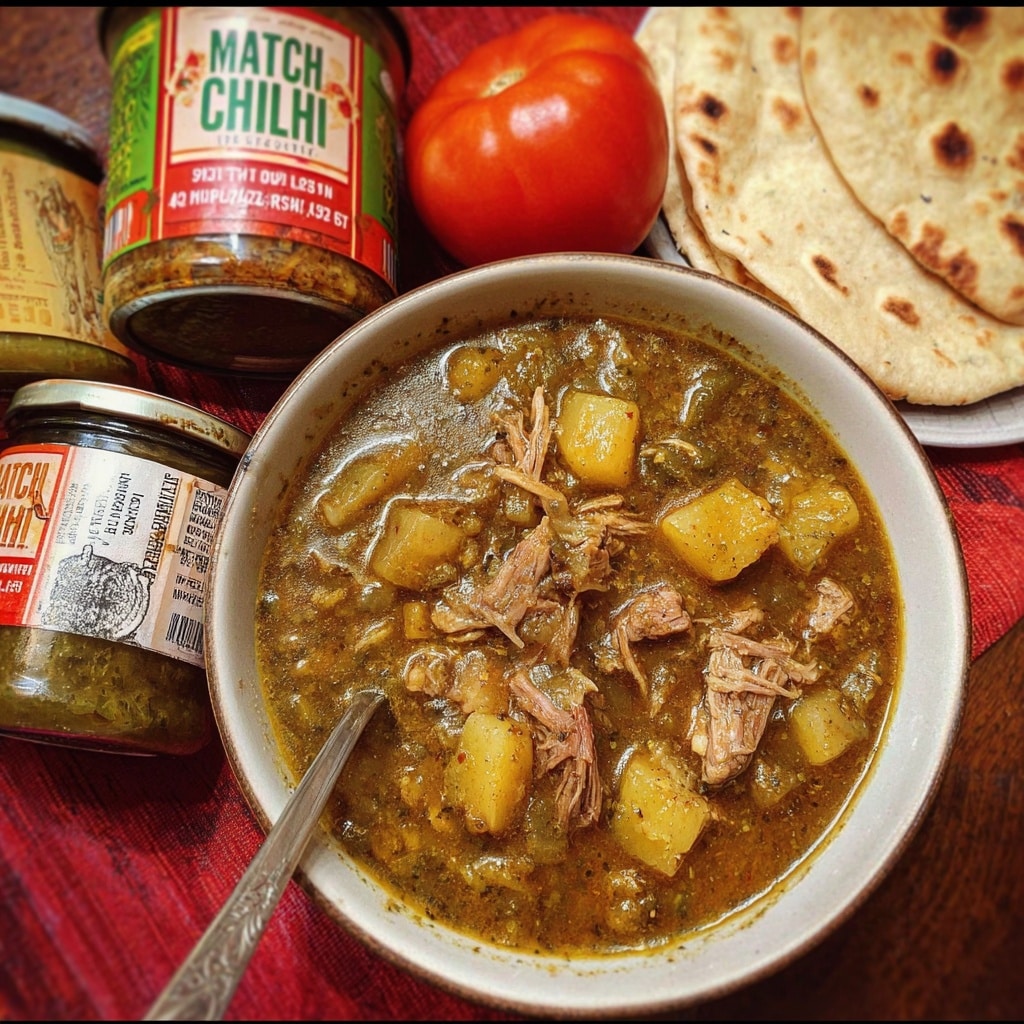 Hatch green chili recipes with pork in a rustic bowl
