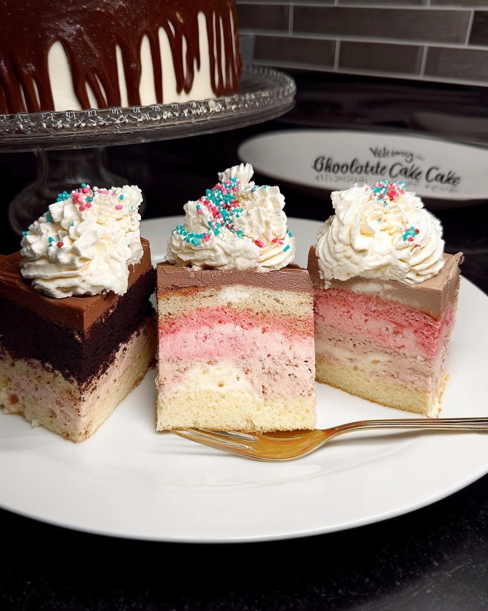 Neapolitan Cake Recipe 10 High altitude neapolitan cake with piped swirls and clean layers