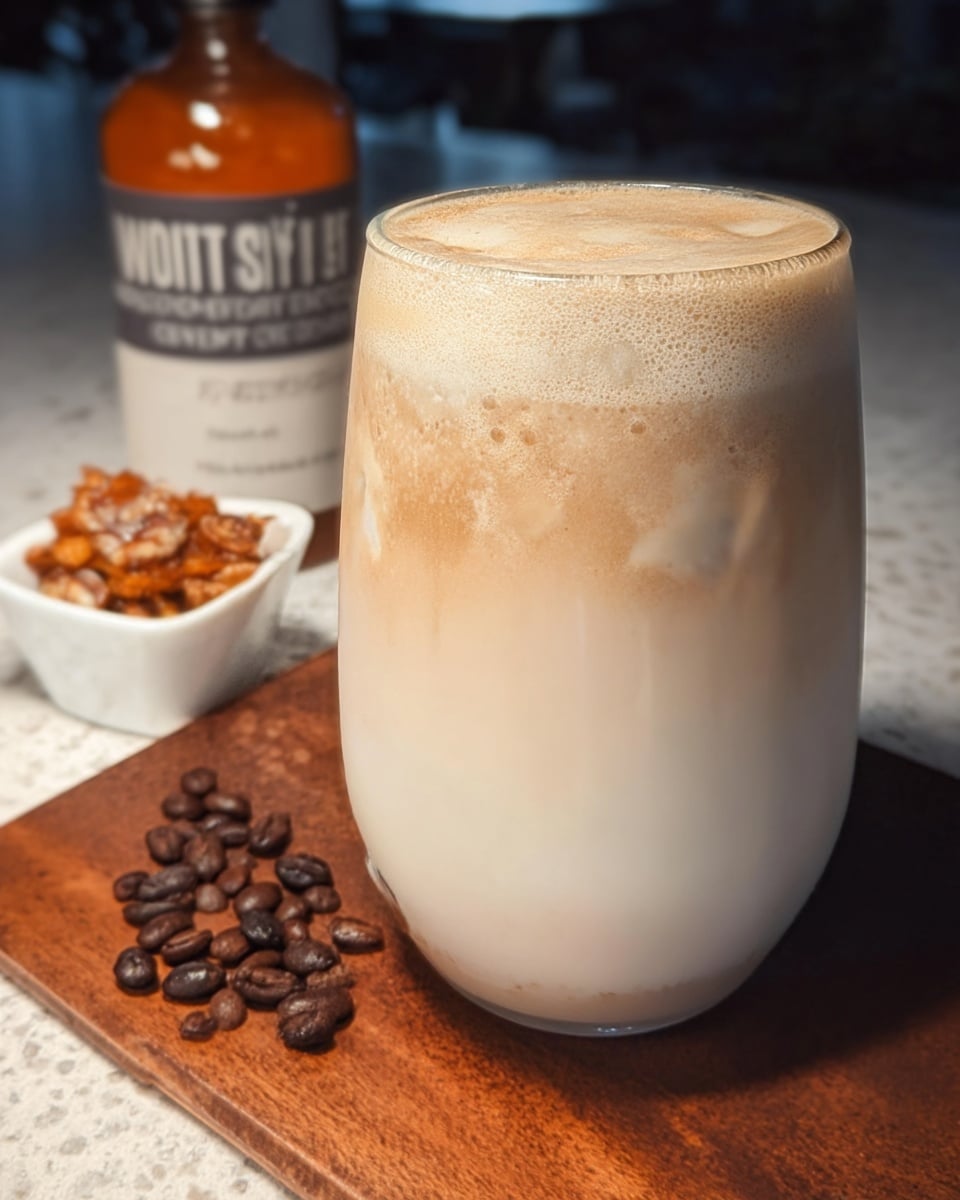 Iced Pumpkin Chai Tea Latte 9 Homemade iced pumpkin chai tea latte with mason jar of foam