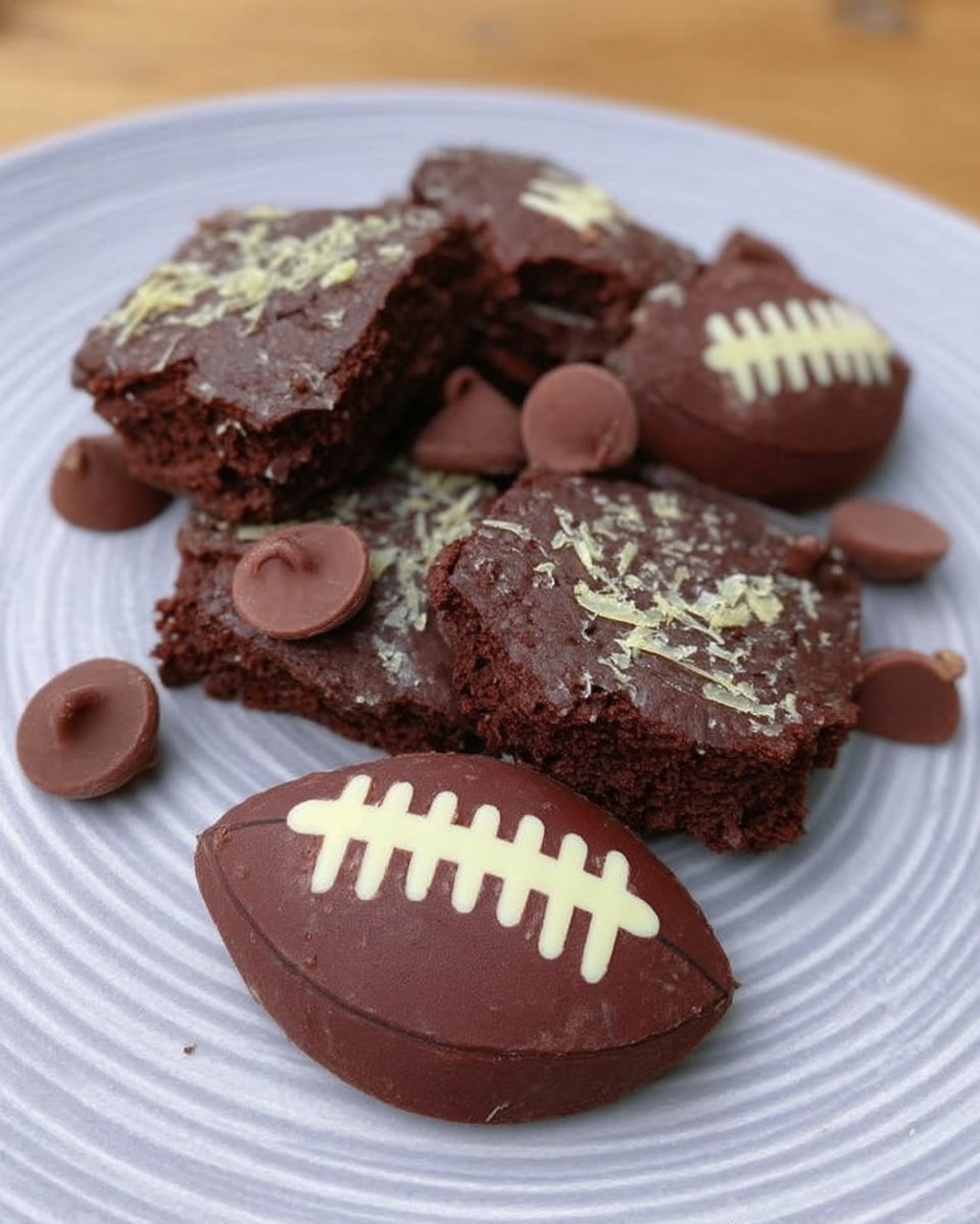 Children decorating football brownies with chocolate and sprinkles