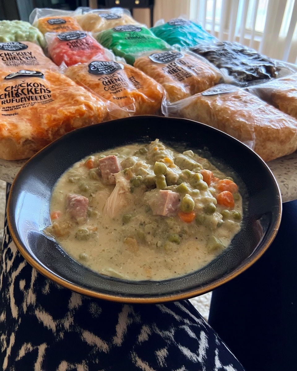 Crockpot Chicken Pot Pie 9 Biscuit-topped crockpot chicken pot pie plated