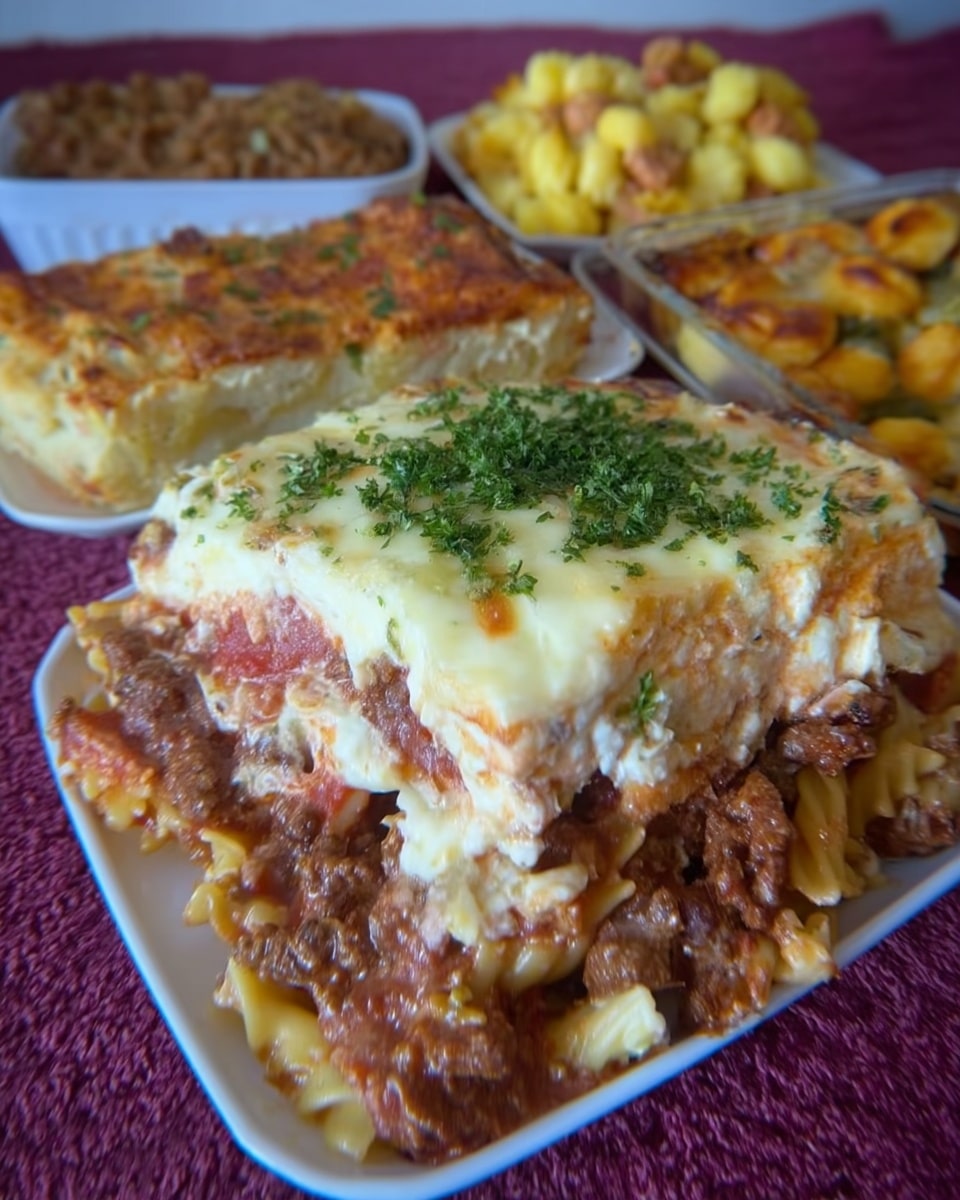 Potluck Dishes Crockpot Bowtie Lasagna 9 Crockpot lasagna surrounded by potluck side dishes