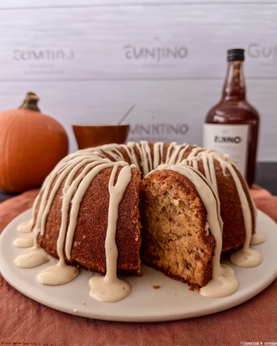 Pumpkin Bundt Cake 9 A slice of Pumpkin Bundt Cake served on a festive plate