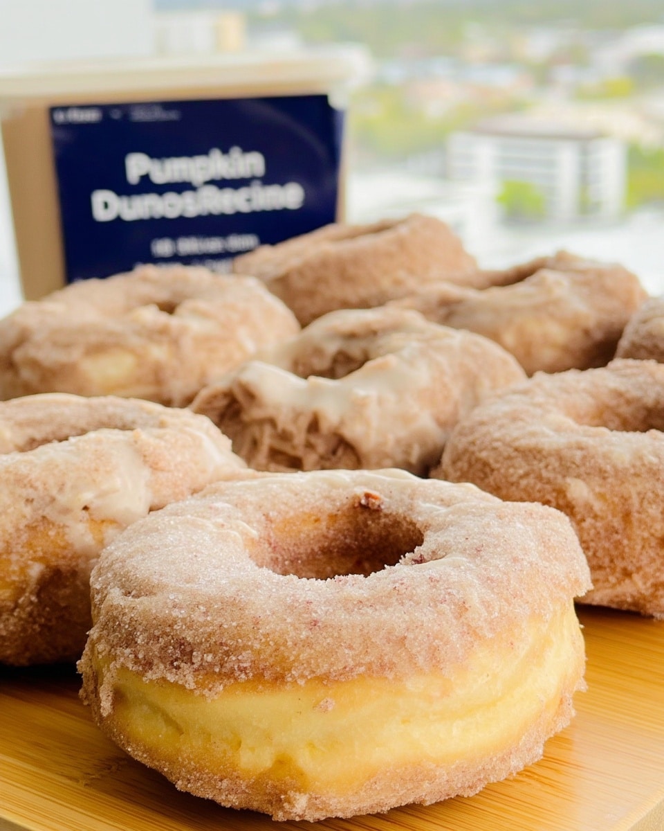 Pumpkin Donuts Recipe 10 Pumpkin donuts and chai latte served on rustic table
