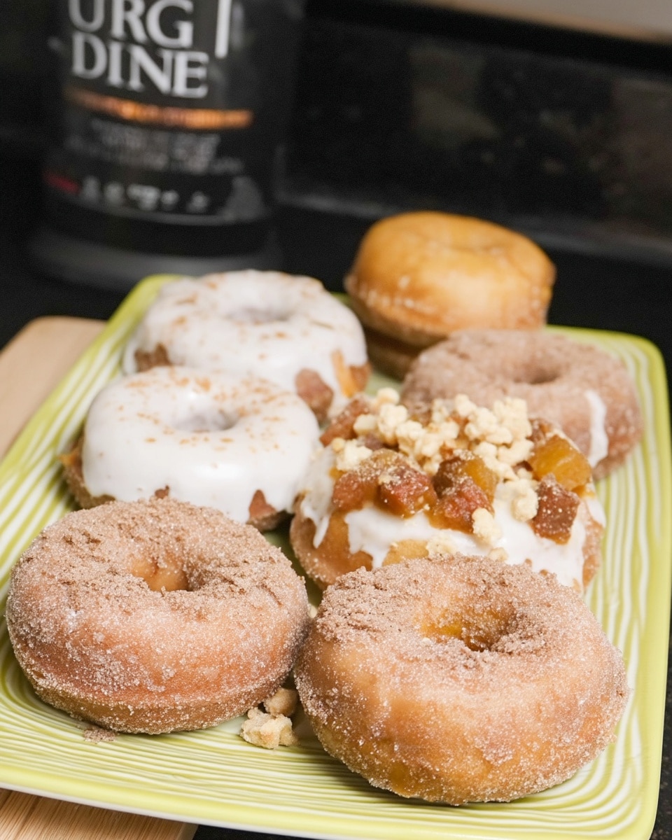Pumpkin Donuts Recipe 9 Pumpkin donuts being dipped in cinnamon sugar