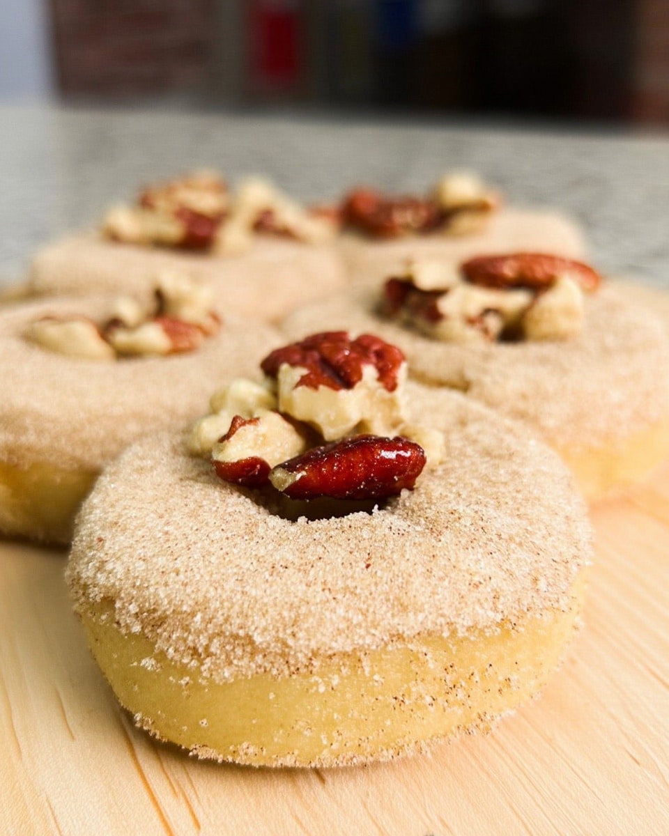 Pumpkin Donuts Recipe 8 Close-up of baked pumpkin donuts stacked on cooling rack