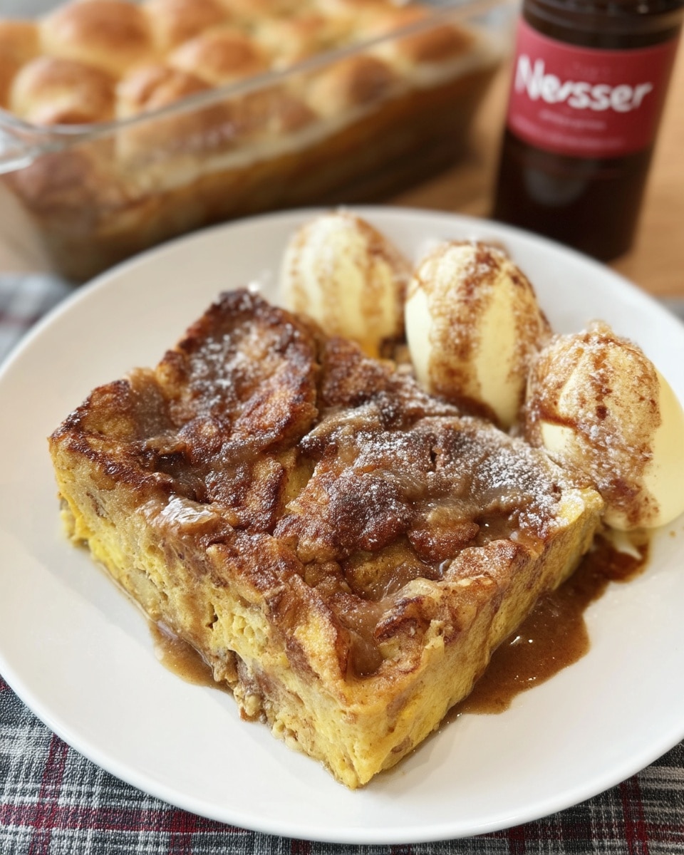 Pumpkin French Toast Casserole 9 Pumpkin french toast casserole in baking dish fresh from oven