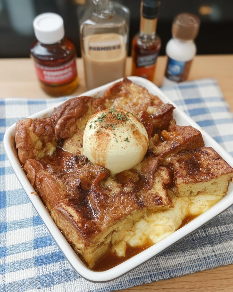 Pumpkin French Toast Casserole 8 Slice of pumpkin french toast casserole with maple drizzle