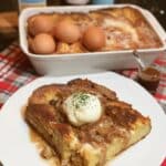 Pumpkin French Toast Casserole 7 Pumpkin french toast casserole on rustic wooden table