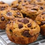 Pumpkin Muffins 7 Pumpkin muffins with chocolate chip topping
