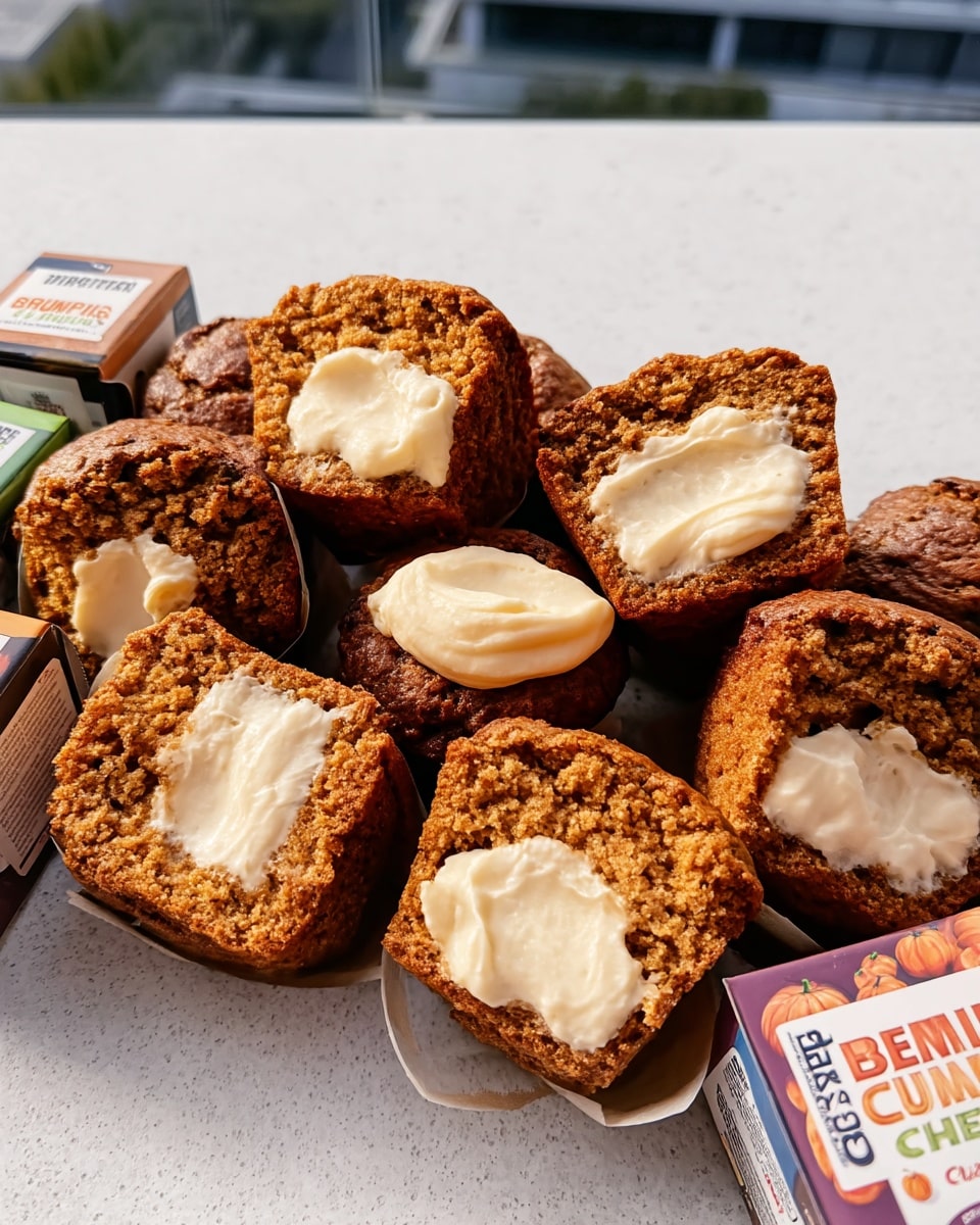 Pumpkin muffins with cream cheese filling and cinnamon sugar tops