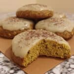 Pumpkin Oatmeal Cookies 7 Stack of chewy pumpkin oatmeal cookies with brown butter glaze