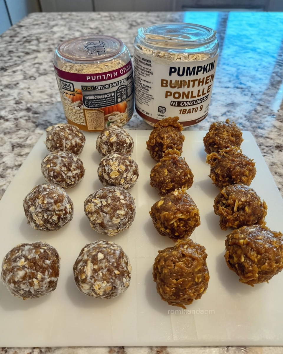 Pumpkin Protein Balls 10 Pumpkin protein balls in a glass container for storage