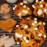 Pumpkin S’mores Cookies 7 Pumpkin S’mores Cookies fresh from the oven, with gooey marshmallows and melted chocolate