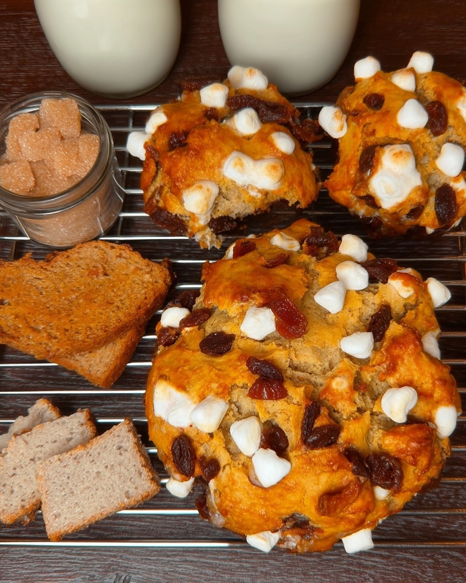 Pumpkin S’mores Cookies fresh from the oven, with gooey marshmallows and melted chocolate