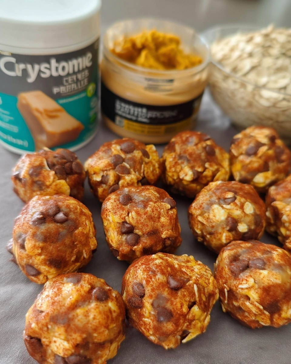 Pumpkin Spice Protein Balls 10 Pumpkin spice protein balls in a fall-themed gift tin
