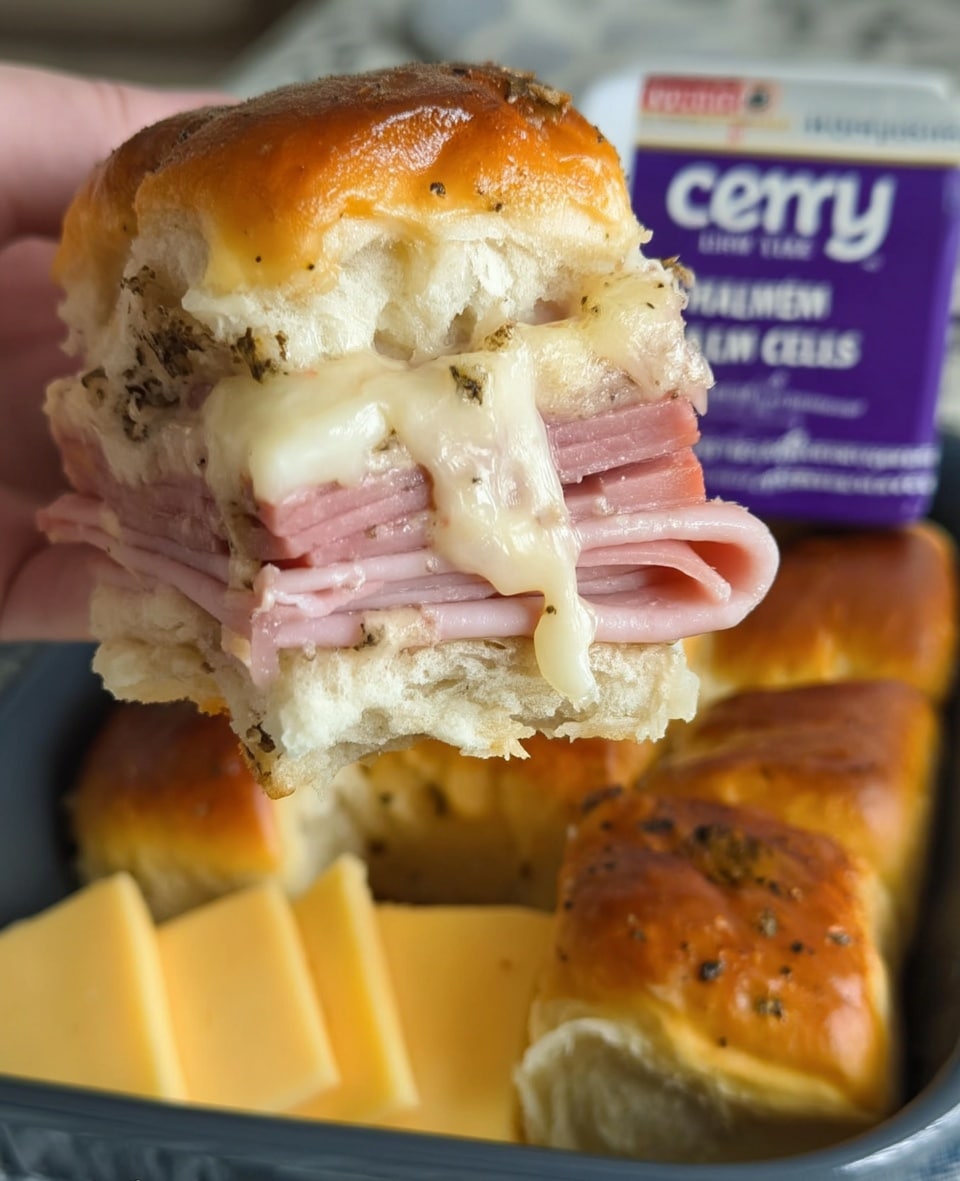 Tailgate Snacks 8 Side view of melty cheese sliders as tailgate snacks