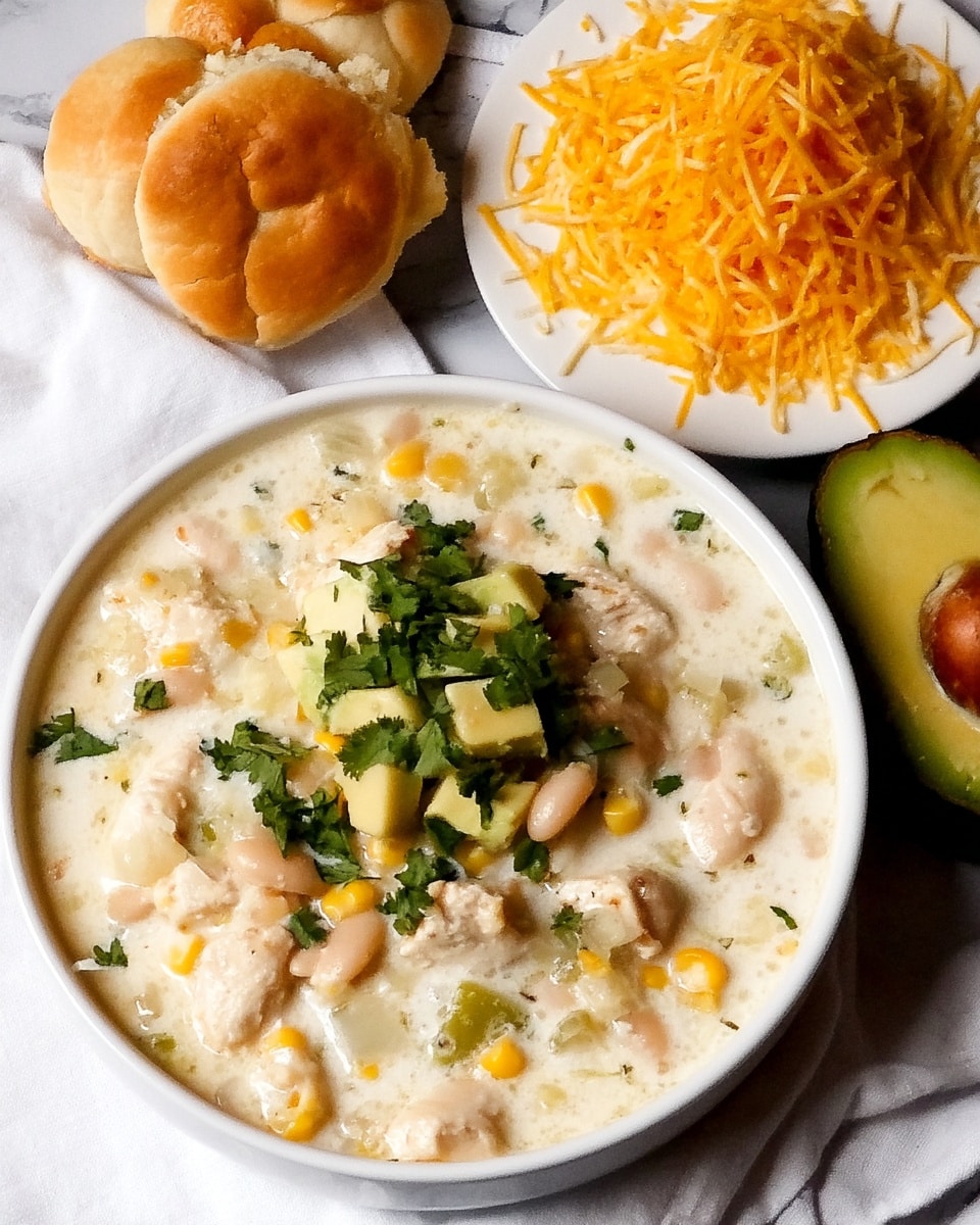 White Chili Chicken Recipe 10 Family-style serving of white chili chicken at the dinner table