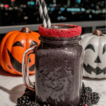 Bloody Berry Smoothie 7 Bloody Berry Smoothie in a glass with a red sugar rim