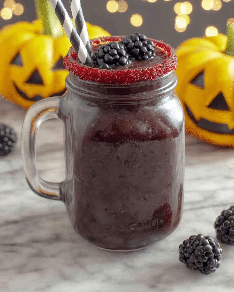 Bloody Berry Smoothie 9 A person rimming a glass with red sugar