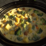 Cheddar Broccoli Potato Soup 7 A bowl of creamy Cheddar Broccoli Potato Soup, garnished with fresh parsley.