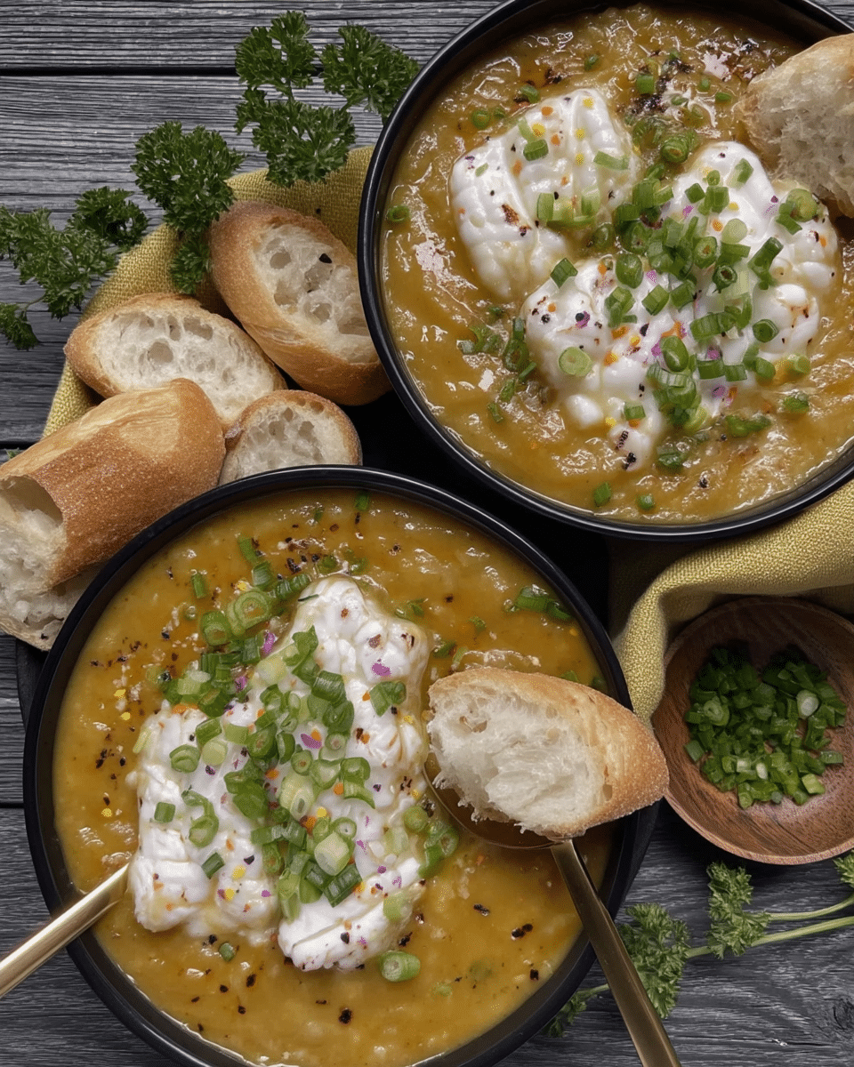Hearty Cheddar Garlic Herb Potato Soup 9 An immersion blender blending potato soup.
