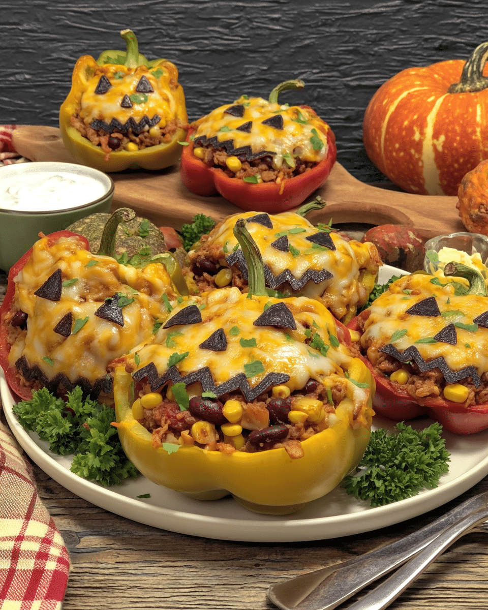 Shredded Chicken & Rice Stuffed Peppers 9 A hand holding a stuffed pepper with tongs, showing the process of carefully removing it from the baking dish.
