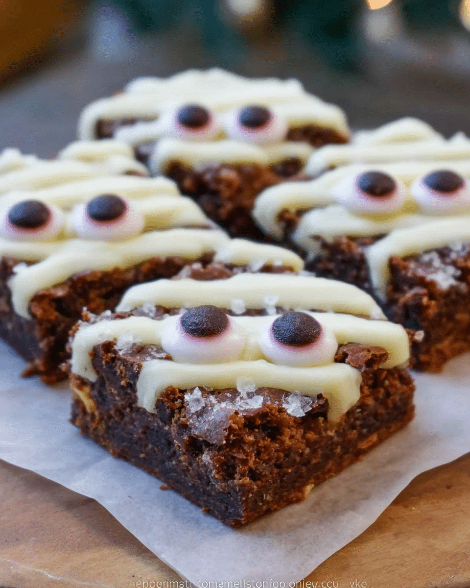 Drizzling white chocolate onto brownies