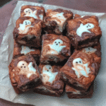 Ghost Brownies on a platter, ready to be served.