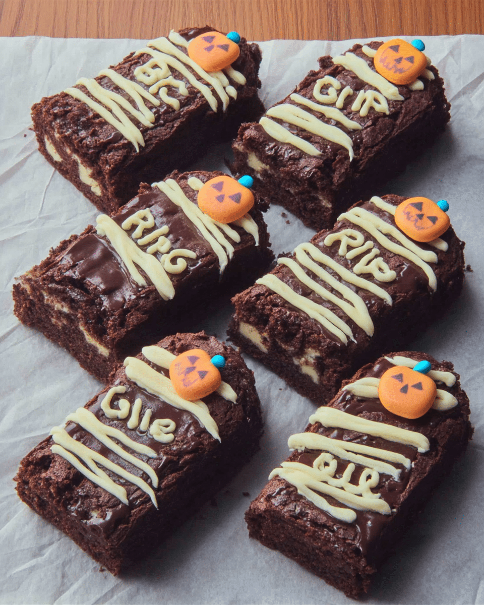Delicious Graveyard Brownies on a platter