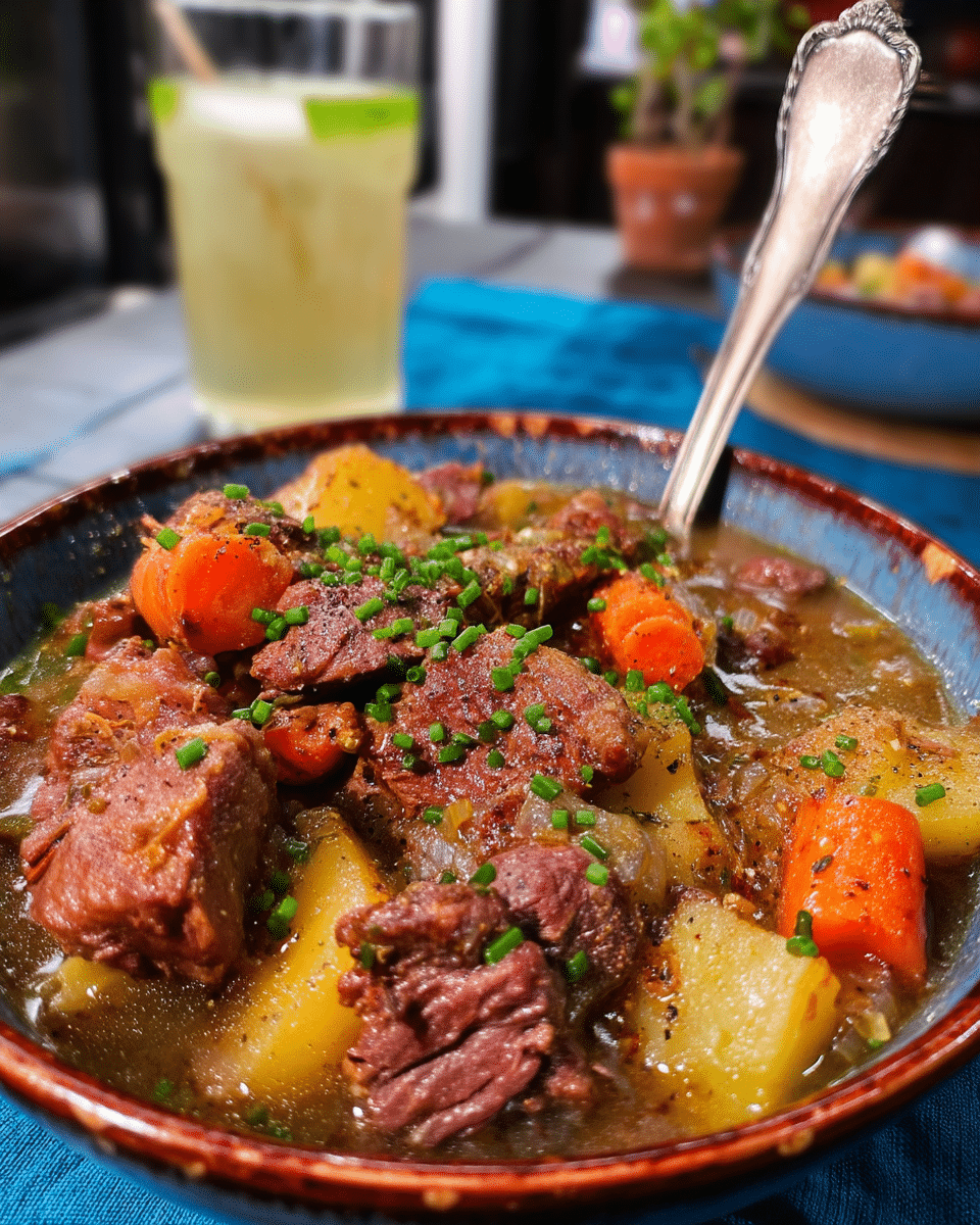 Ingredients for Instant Pot Beef Stew laid out on a table.