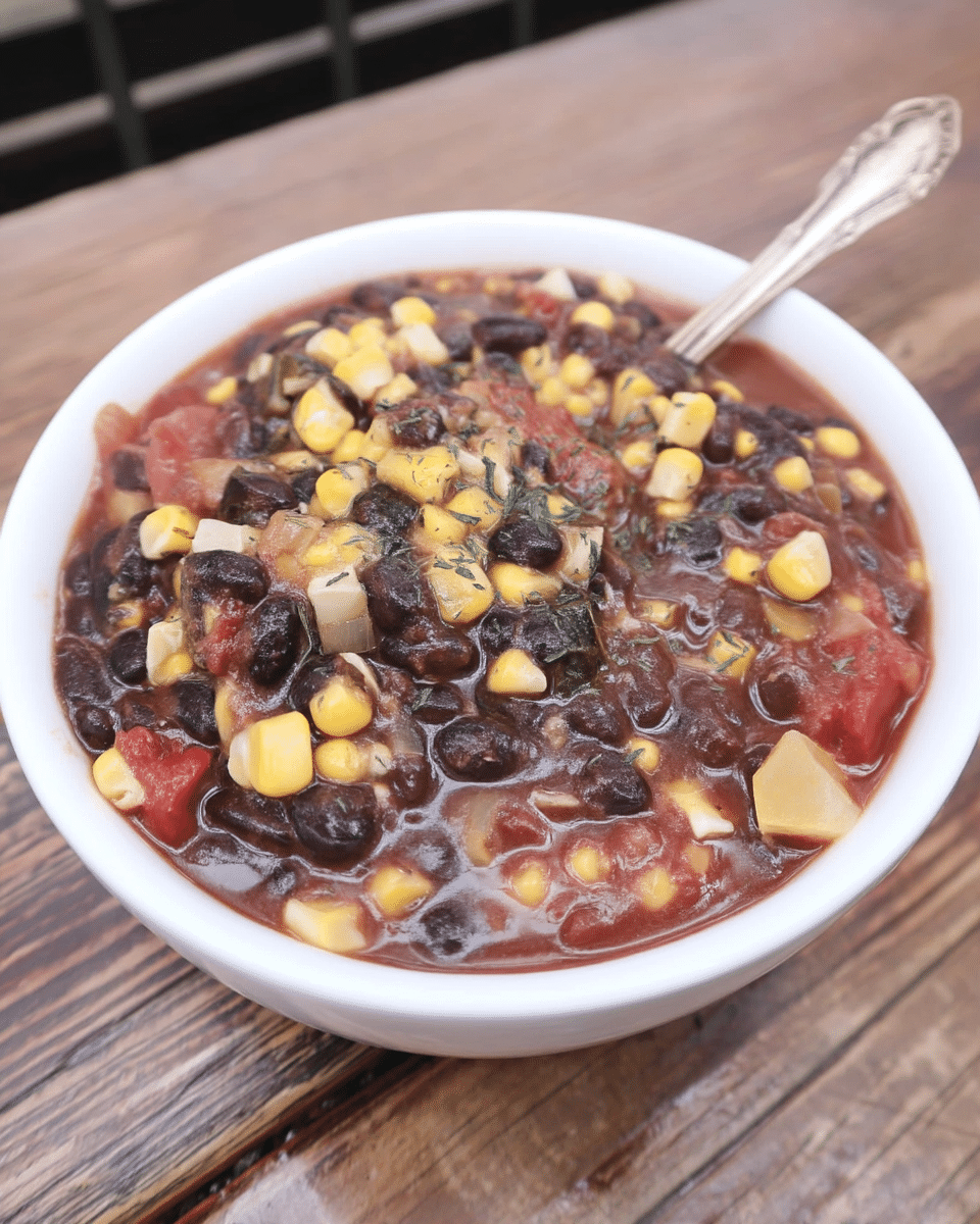 A hearty bowl of Instant Pot Vegan Black Bean Soup, garnished with fresh cilantro.
