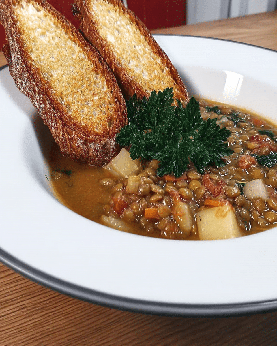 Lentil Soup with Garlic Crostini 10 Lentil soup served with a side salad